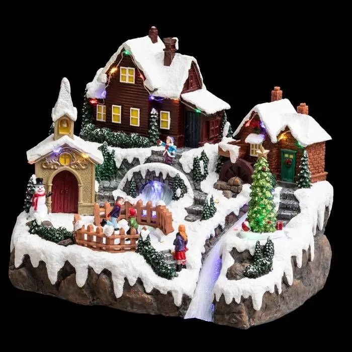 Village de Noël lac gelé animé/musical 28 LED + transfo Feeric lights & christmas-0