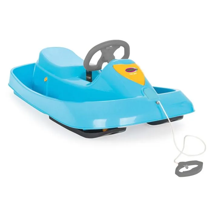 Luge - Snow Play - Ralley - 100 cm - Volant - Frein - Bleu-0