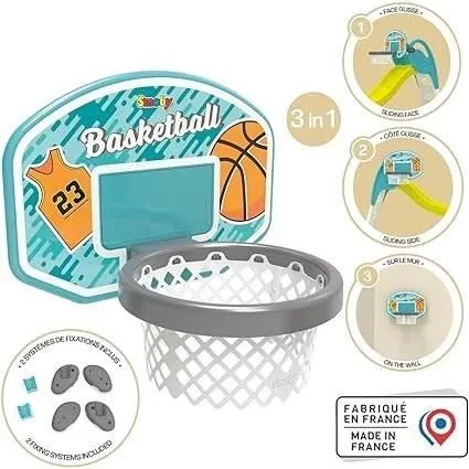 Smoby - Panier de Basket enfant - Accessoire de toboggan Smoby - 3 en 1 - Dés 3 ans-1