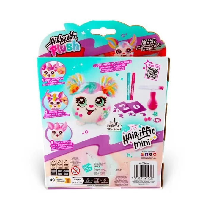 Canal Toys - Airbrush Plush - Mini peluche Hair’iffic à coiffer et décorer avec feutres - AIR 038 - Modèle peluche aléatoire-7