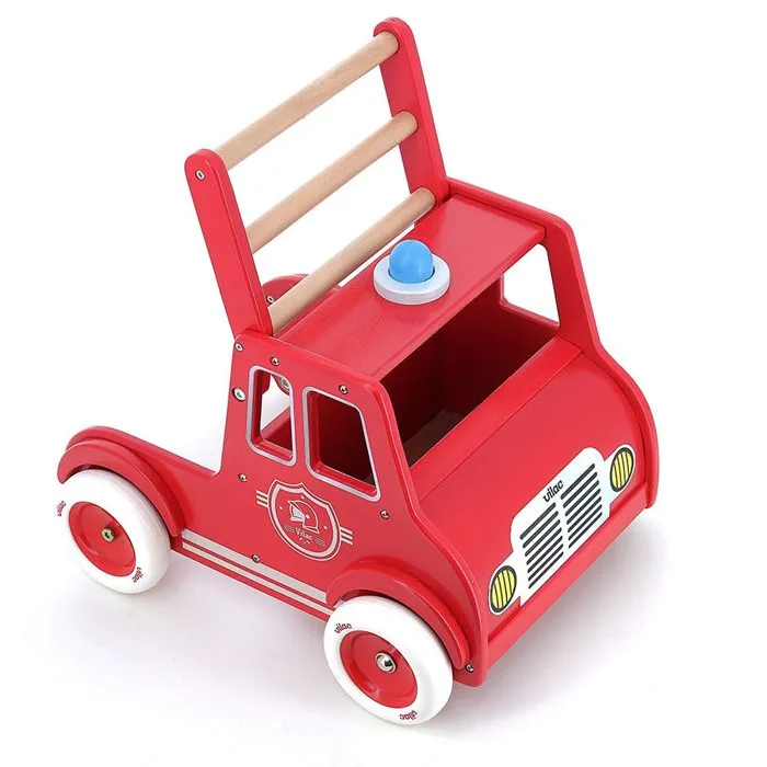 Chariot de marche - Vilac - Camion de pompiers - Roues caoutchoutées - Système de freinage - Klaxon gyrophare-4