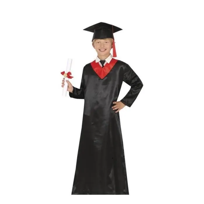 Guirca Déguisement de diplômé rouge et noir pour enfant et ado (5-6 ans)-0