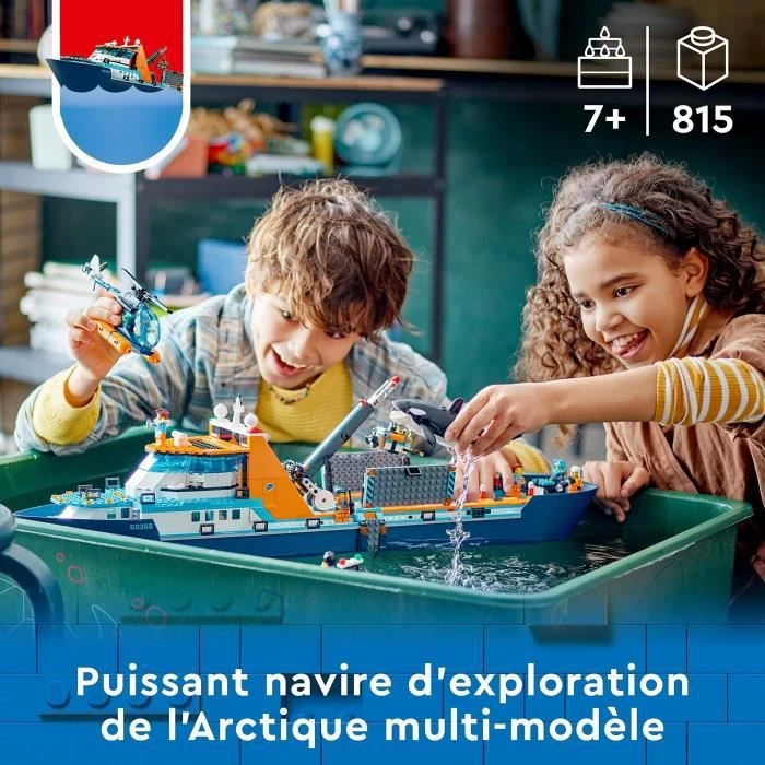 LEGO® City 60368 Le Navire d’Exploration Arctique, Jouet de Grand Bateau Flottant, Cadeau Enfants-2