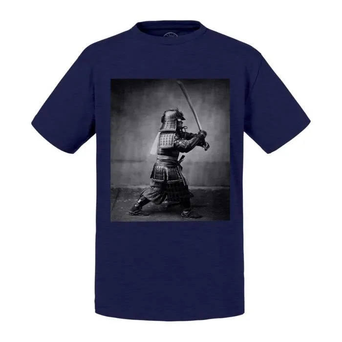T-shirt Enfant Noir Samourai Photo Ancienne Japon Epee Vintage Sabre-0
