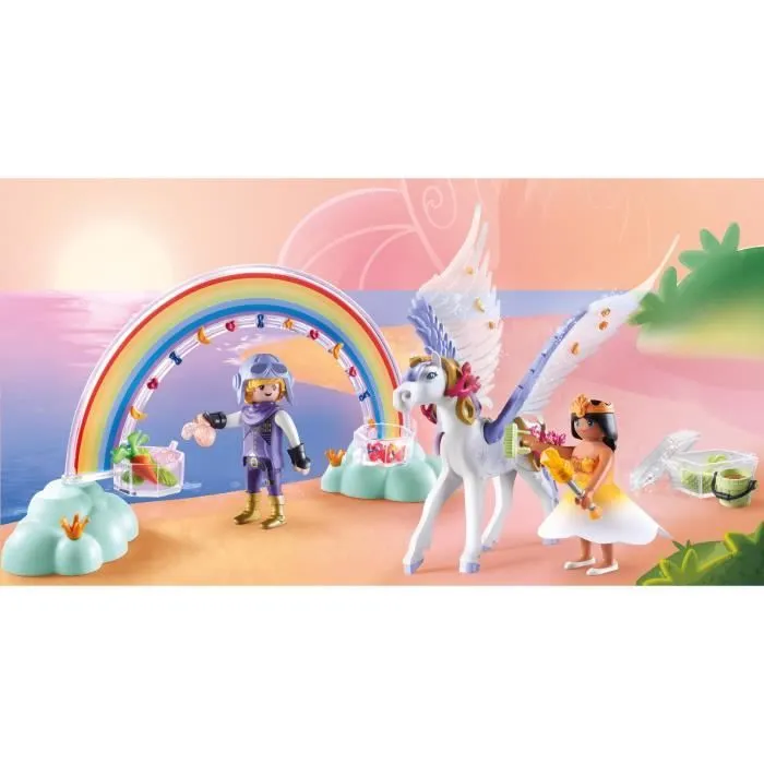 PLAYMOBIL 71361 Cheval ailé à décorer avec princesse, Princess Magic, chevalier et arc-en-ciel, Dès 4 ans-1