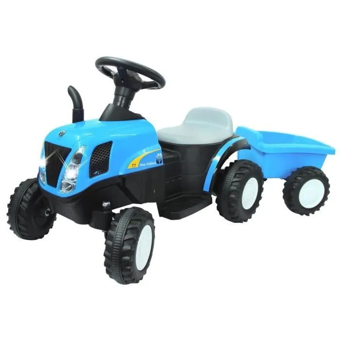 Tracteur électrique New Holland avec remorque bleue pour enfant - JAMARA-1
