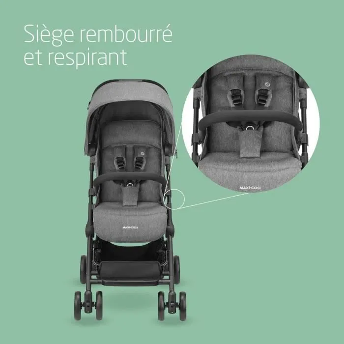 MAXI-COSI Poussette canne ultra compacte Lara 2, de la naissance à 4 ans, jusqu'à 22kg, pliage facile, Select Grey-5