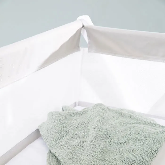 Berceau Cododo Pliable 90 x 45 ROBA en Toile et Maille + Matelas et Roulettes à Freins - Gris / Blanc-5
