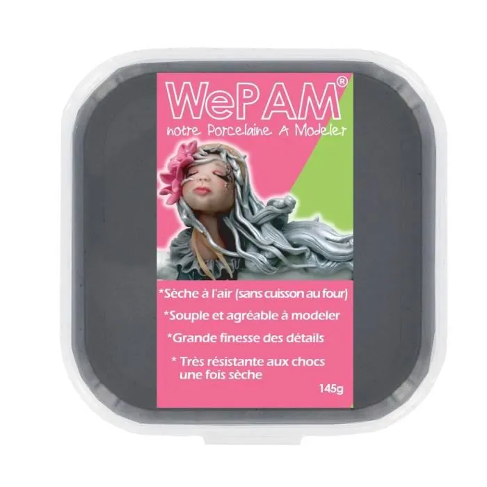 Pâte à modeler WePam noire - Marque WEPAM - Résistante aux chocs et à la chaleur - 145g