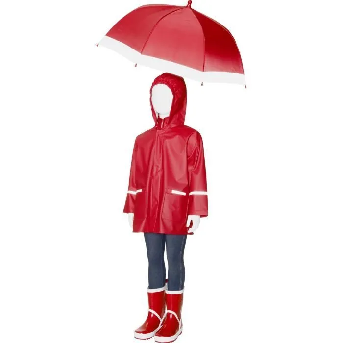 Imperméable bébé - Playshoes - Veste de pluie - Rouge - Capuche amovible - Léger et confortable-0