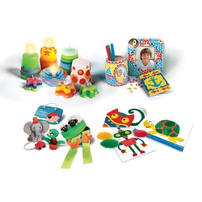Kit de création - Clementoni - Maxi coffret créatif - Bougies, mosaïque, Pâte à sel et décorations en sable-1