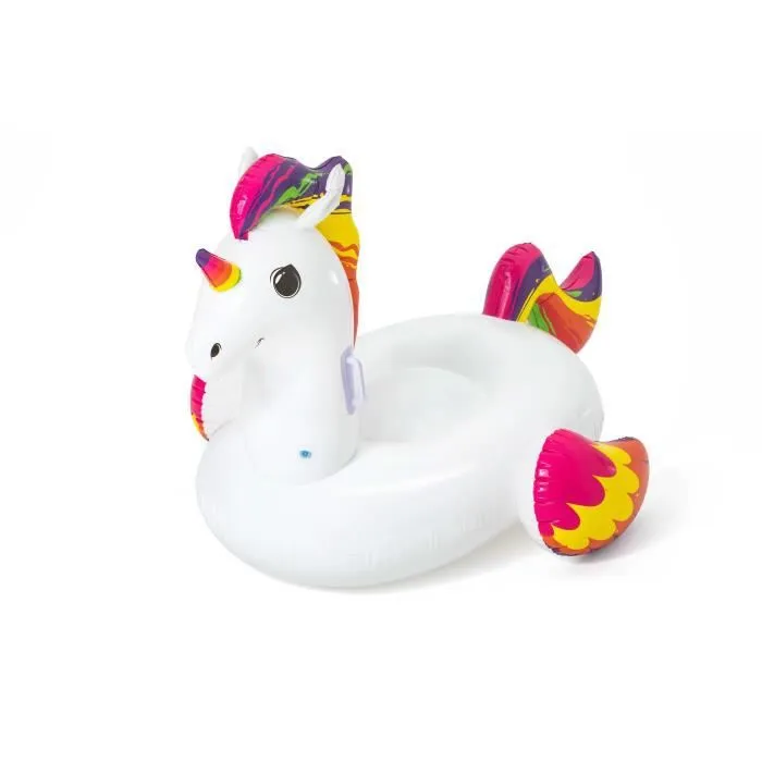 Bouée XXL chevauchable Licorne - BESTWAY - Soupapes de sécurité - Poignées robustes - Patch de réparation inclus-0