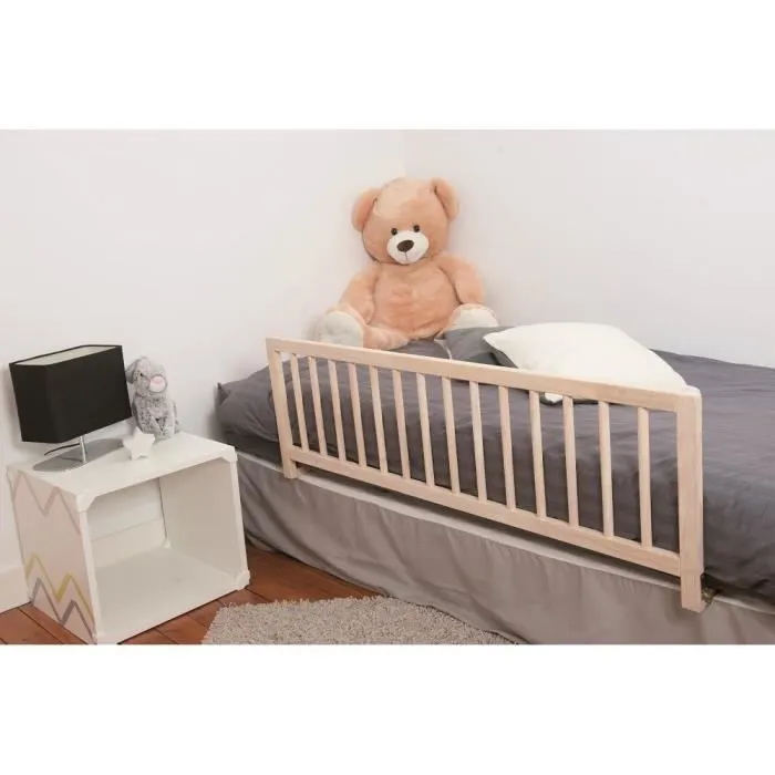 Barrière de Lit Nidalys Bois Naturel 120 CM Norme BS - Sécurité pour Bébé-1