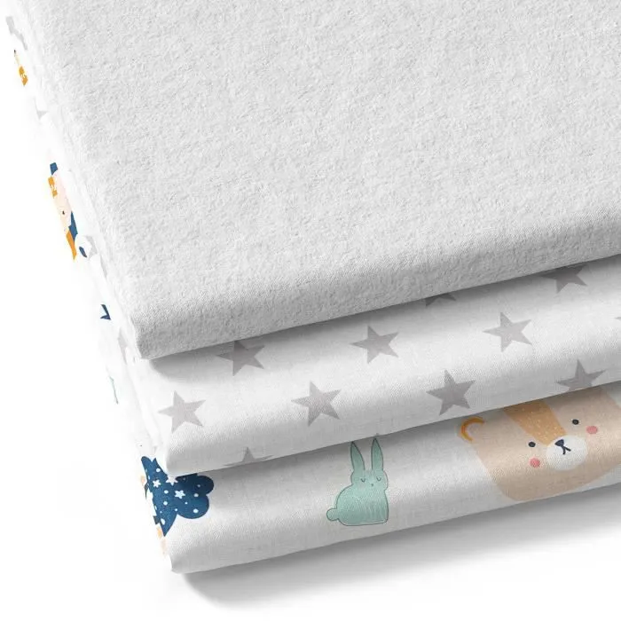 Drap housse landau ensemble nacelle 2x housse + protège-matelas imperméable lit d'appoint drap de lit 90 x 55 cm Étoiles blanches-0