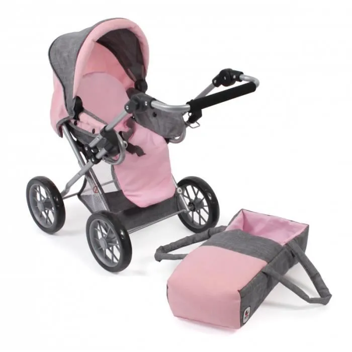 Poussette pour poupée - BAYER CHIC 2000 - Leni combi - Gris - Rose clair - À partir de 3 ans-2