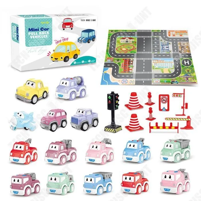 TD® Coffret de voitures jouets Ensemble de 25 pièces Stockable pour enfants Grandes Plastique Modèle de véhicule d'ingénierie-0