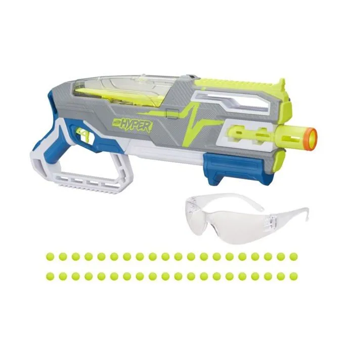 Nerf Hyper, Blaster a Pompe Siege-50, 40 Billes Hyper, Lunettes, 33 m/s, Recharge Facile, capacite de 50 Billes, L-0