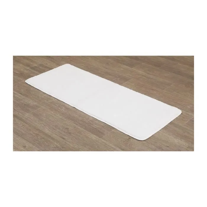 TENDANCE - Grand Tapis de salle de bain Blanc Double Vasque en microfibre 50 x 120 cm-2