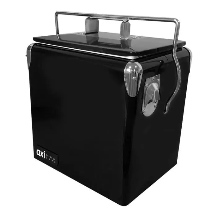 Glacière AXI Retro Mini Noire - 13L/10kg - Couvercle Amovible et Décapsuleur-1