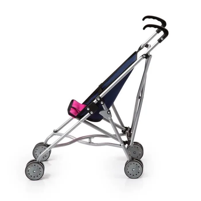 BAYER Poussette jumelle pour poupée licorne bleu et rose vif réglable-3
