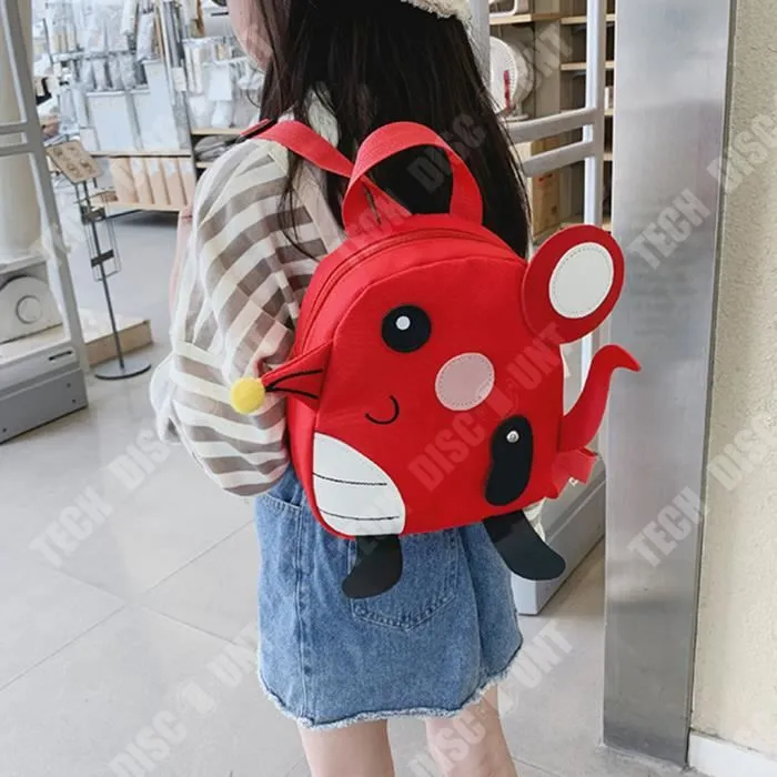 TD® Mignon dessin animé rouge animal petit cartable pour enfants Mickey Mouse mini sac à dos garçons et filles couleur petit sac-2