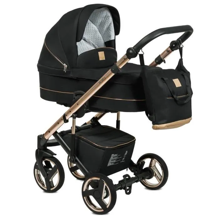 Bebeboutik NERI RoseGold Trio Poussette 3en1 Landau hamac siege auto i Size Inclus sac a langer accessoires Noir