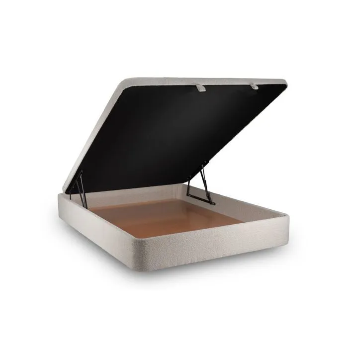 Lit coffre - Bouclette Beige - 140x190cm - Structure en acier renforcée-2