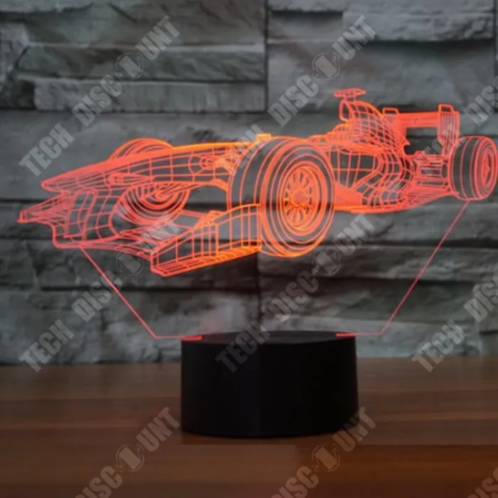 TD® Veilleuse 3D de bureau Contrôle tactile Sept couleurs réglables Aspect automobile Illusion Light-3