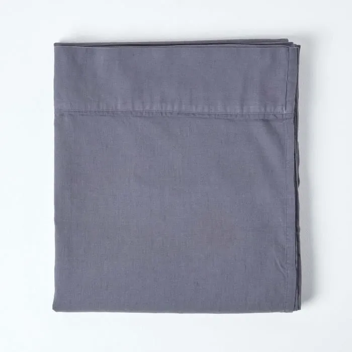 Drap plat en lin lavé Gris – 178 x 255 cm-1
