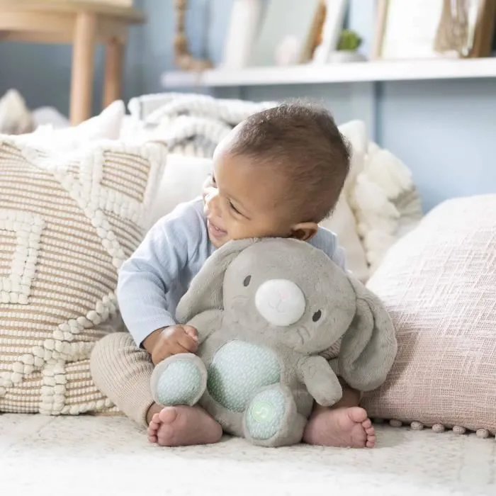 INGENUITY Doudou bébé lapin Sylvi, peluche, mélodies et vibrations apaisantes, lumineux, cadeau naissance-1