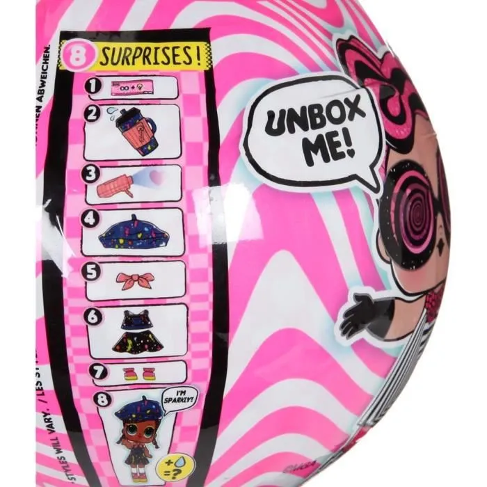 L.O.L. Surprise - Lights Glitter - Boule avec 8 surprises dont 1 poupée pailletée et 1 mini lampe lumière noire-1