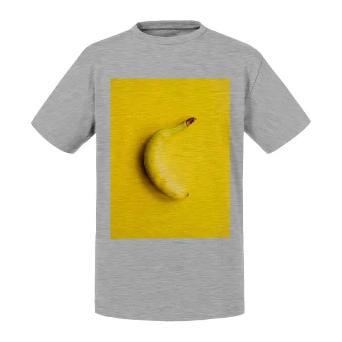 T-shirt Enfant Gris Banane sur Fond Jaune-0