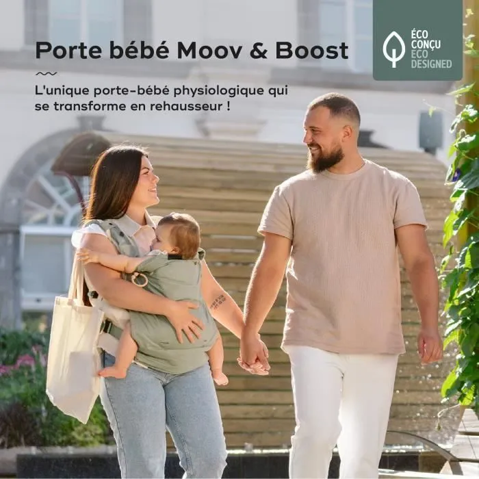 Babymoov Porte-bébé physiologique, évolutif en Réhausseur nomade Moov & Boost, Vert-1
