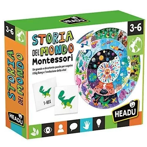 Puzzle - HEADU - HISTOIRE DU MONDE MONTESSORI IT27910 - 42 pièces - Jeu de mémoire - Fabriqué en Italie-0