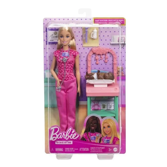 Barbie-Coffret Barbie Pédiatre-Poupée Blonde Et Poupée Bébé - 3 ans+- JCR72-5