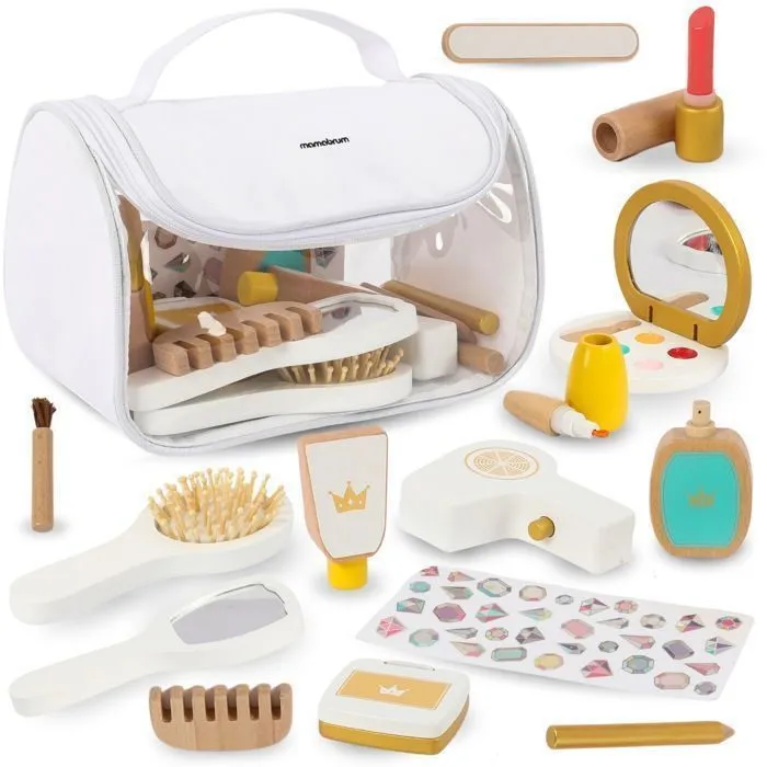 Maquillage Enfant - Mamabrum - Trousse avec 15 Accessoires bois - Écologique - Jeux D'imitation,  Jouet en Bois-0