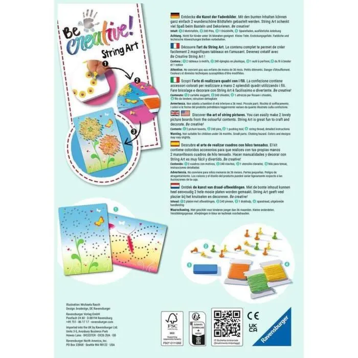 Jeu créatif - RAVENSBURGER - String Art Papillon et fleurs - Multicolore-1