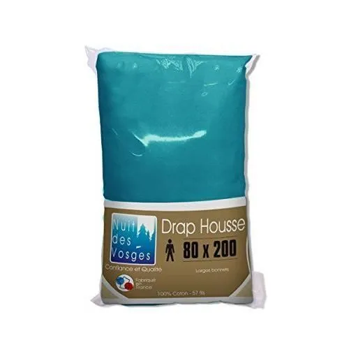 Nuit des Vosges Cotoval Drap Housse Coton Canard 80 x 200 cm - 3275192357264-0