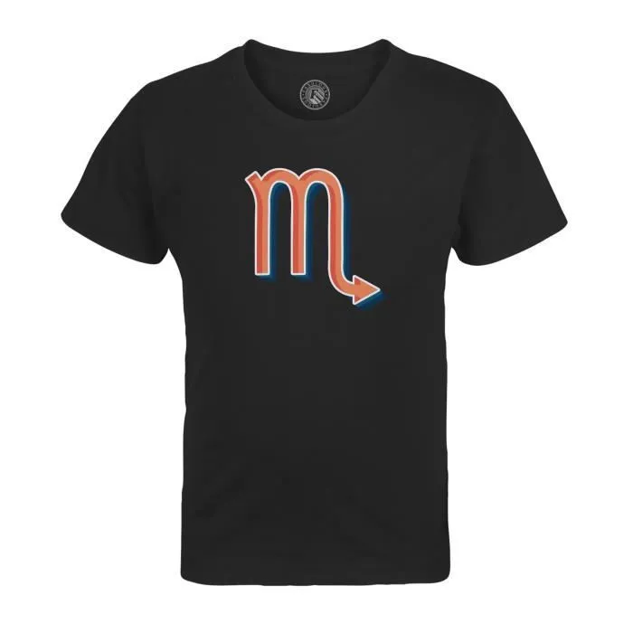 T-shirt Enfant Noir Scorpion Signe astrologie Zodiaque Astres Métaphore Symbole Figure Allegorie-0