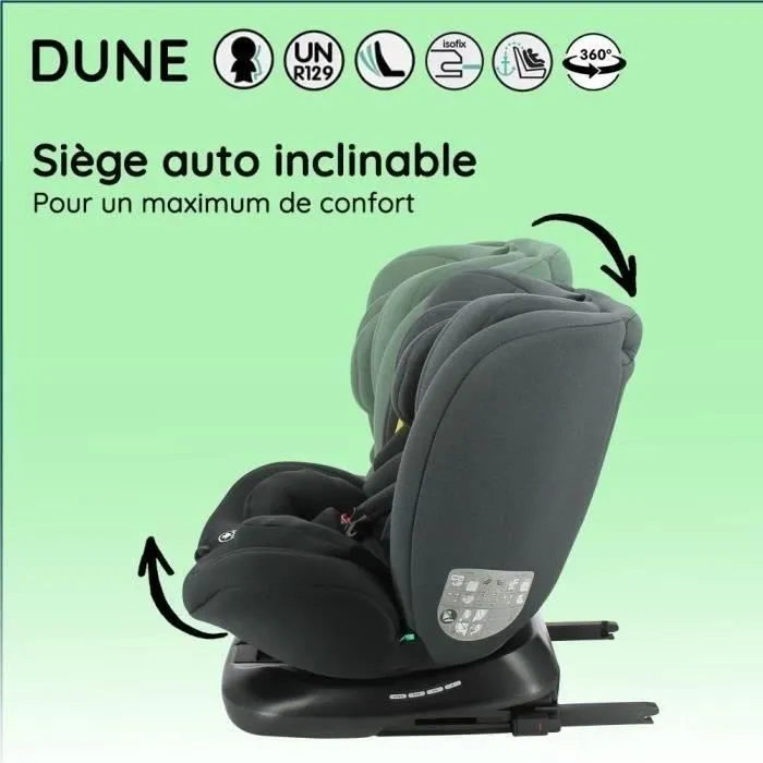 NANIA Siège auto isofix DUNE, Groupe 0/1/2/3, de 0 à 10 ans, 0-36 kg, 40-150 cm, R 129 – Têtière réglable - Inclinable - Pivotant --3
