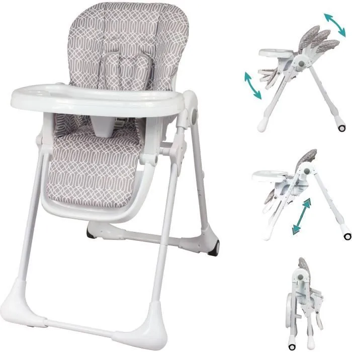 Chaise haute multipositions - BAMBISOL - Inclinable - Jusqu'à 3 ans - Beige / Blanc-1