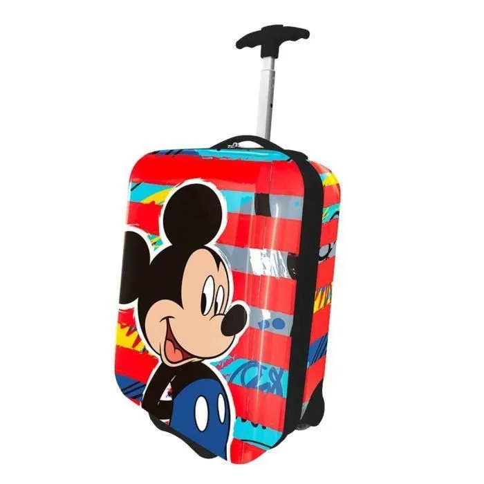 Valise Trolley - Disney - Mickey - 42 cm - ABS - 2 Roues - Rouge-0