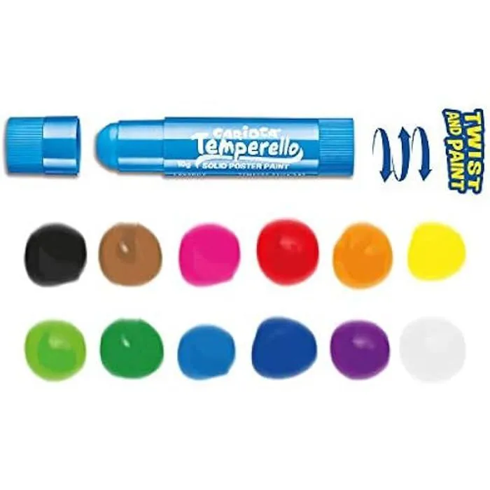 Tempera Lavable - CARIOCA - Temperello - 24 Bâtons - Couleurs Assorties - Effet Multi-usage-1