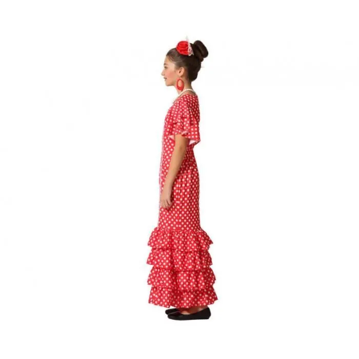 Déguisement danseuse flamenco - AC-DÉCO - 7/9 ans - Rouge à pois blanc - Polyester - Enfant-0