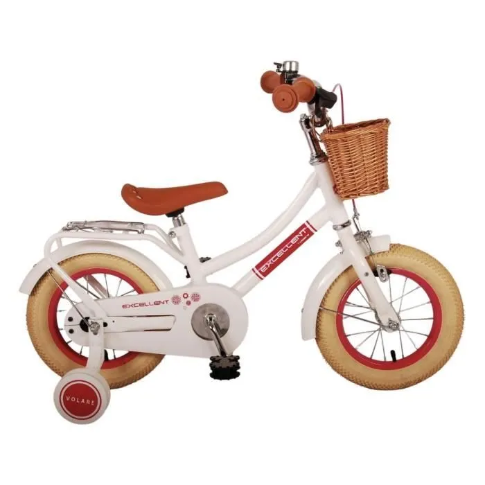 Vélo pour enfants Volare Excellent - Filles - 12 pouces - Blanc - 95% assemblé