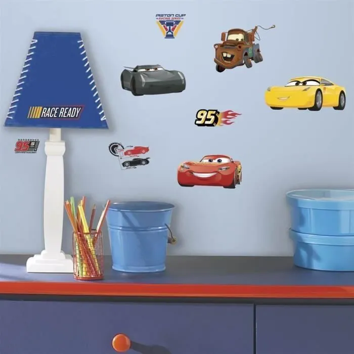 Stickers repositionnables Cars avec Flash McQueen Martin et ses amis de Disney 25,4CM X 45,7CM-2