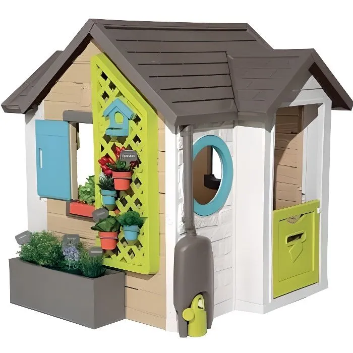 Smoby - Maison de jardin Garden House - 21 accessoires de jardinage - Récupérateur d'eau - Fabriqué en France-0