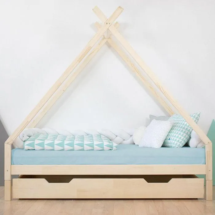 Lit Tipi enfant TAHUKA - Bois massif - Naturel - 140 x 200 cm - Montessori-1