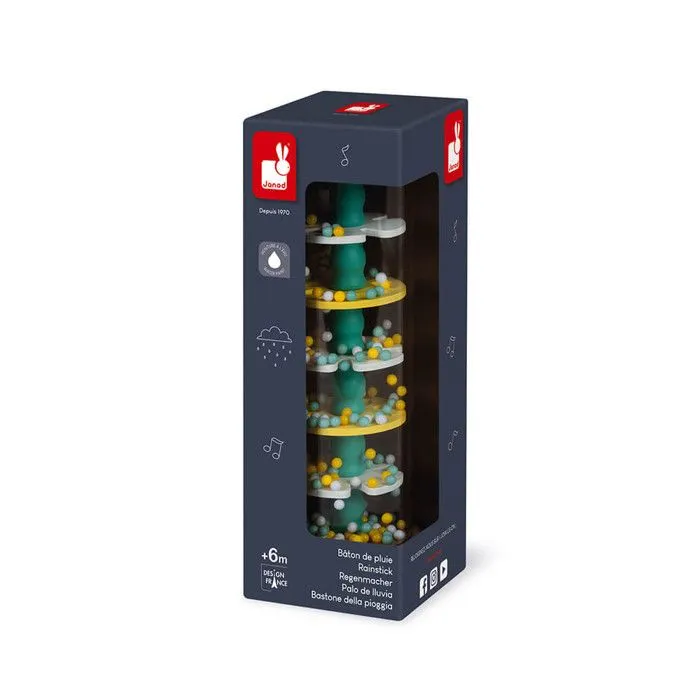 Jouet d'éveil musical - JANOD - Bâton de Pluie Pure en Bois - Pour bébé dès 6 mois - Couleur Beige-1