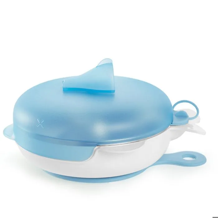 TD® Assiette chauffante bebe antidérapante eau chaude silicone 6 mois et plus enfant apprentissage alimentation bol compartiments-0